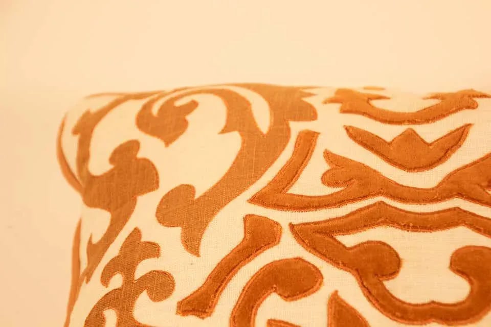 Decorative Silk Velvet Applique Throw Pillow - 5