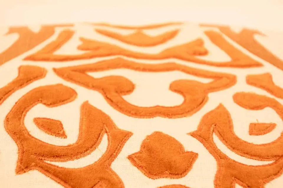 Decorative Silk Velvet Applique Throw Pillow - 6