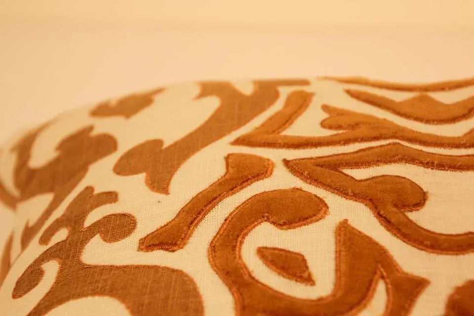 Decorative Silk Velvet Applique Throw Pillow - 7