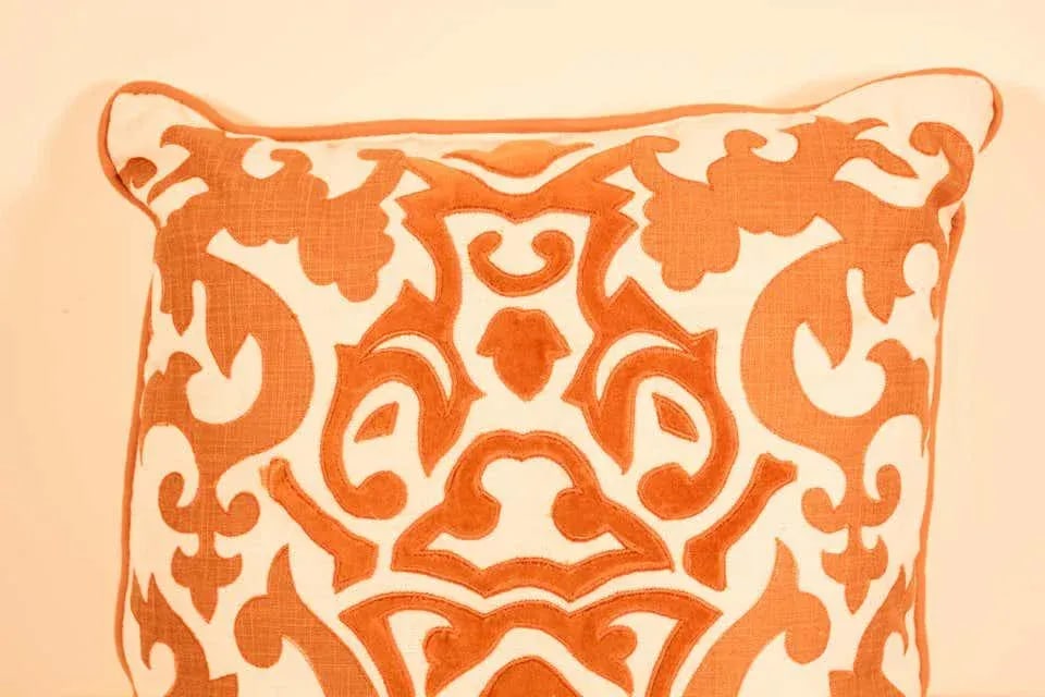 Decorative Silk Velvet Applique Throw Pillow - 8