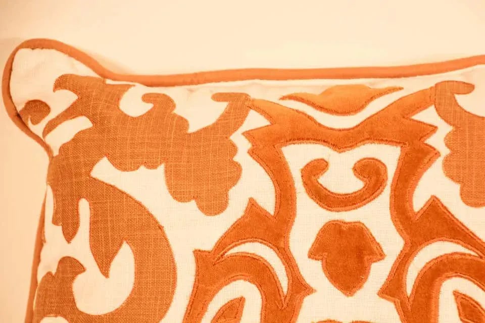 Decorative Silk Velvet Applique Throw Pillow - 9