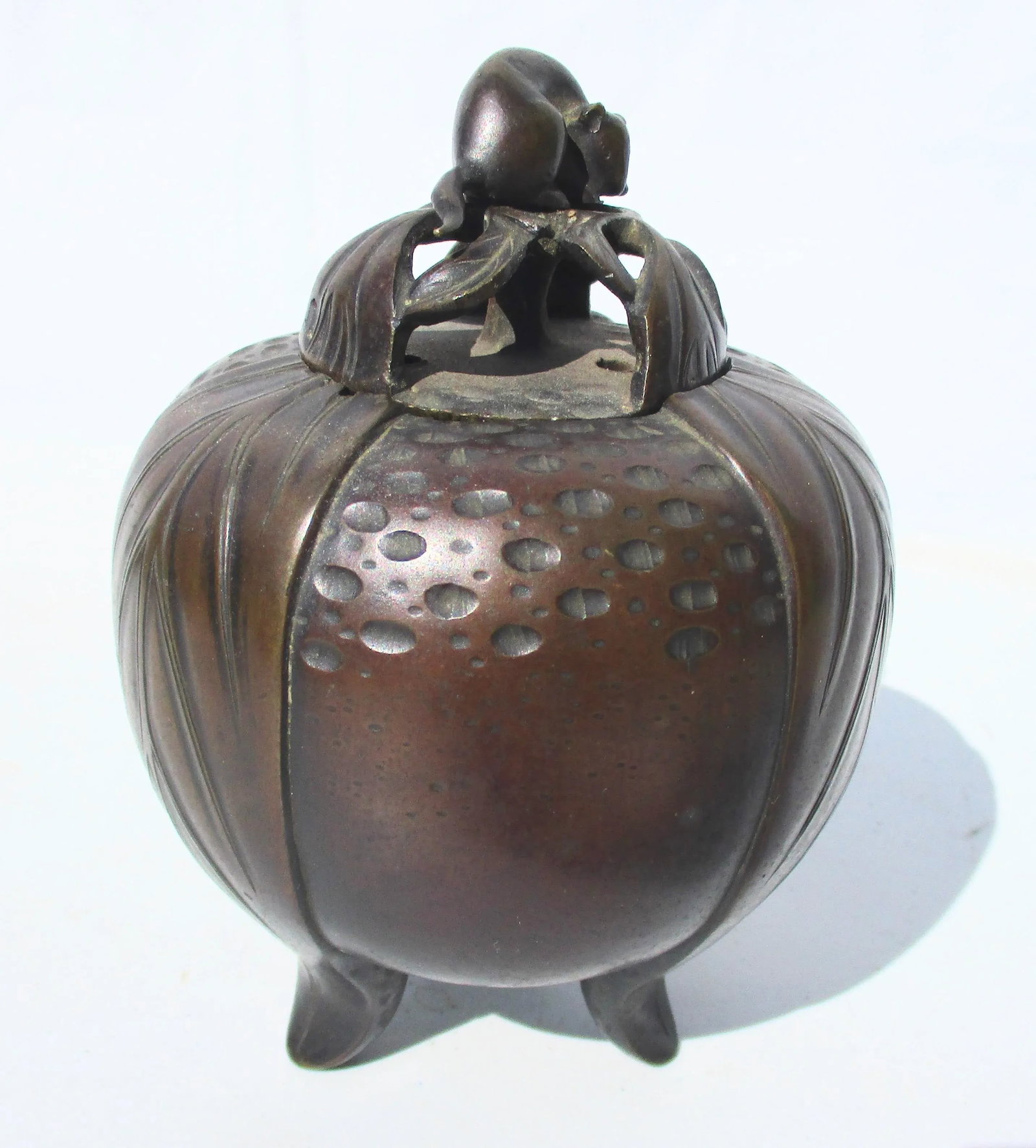 Japanese Bronze Fruit Shaped Incense Burner - 2