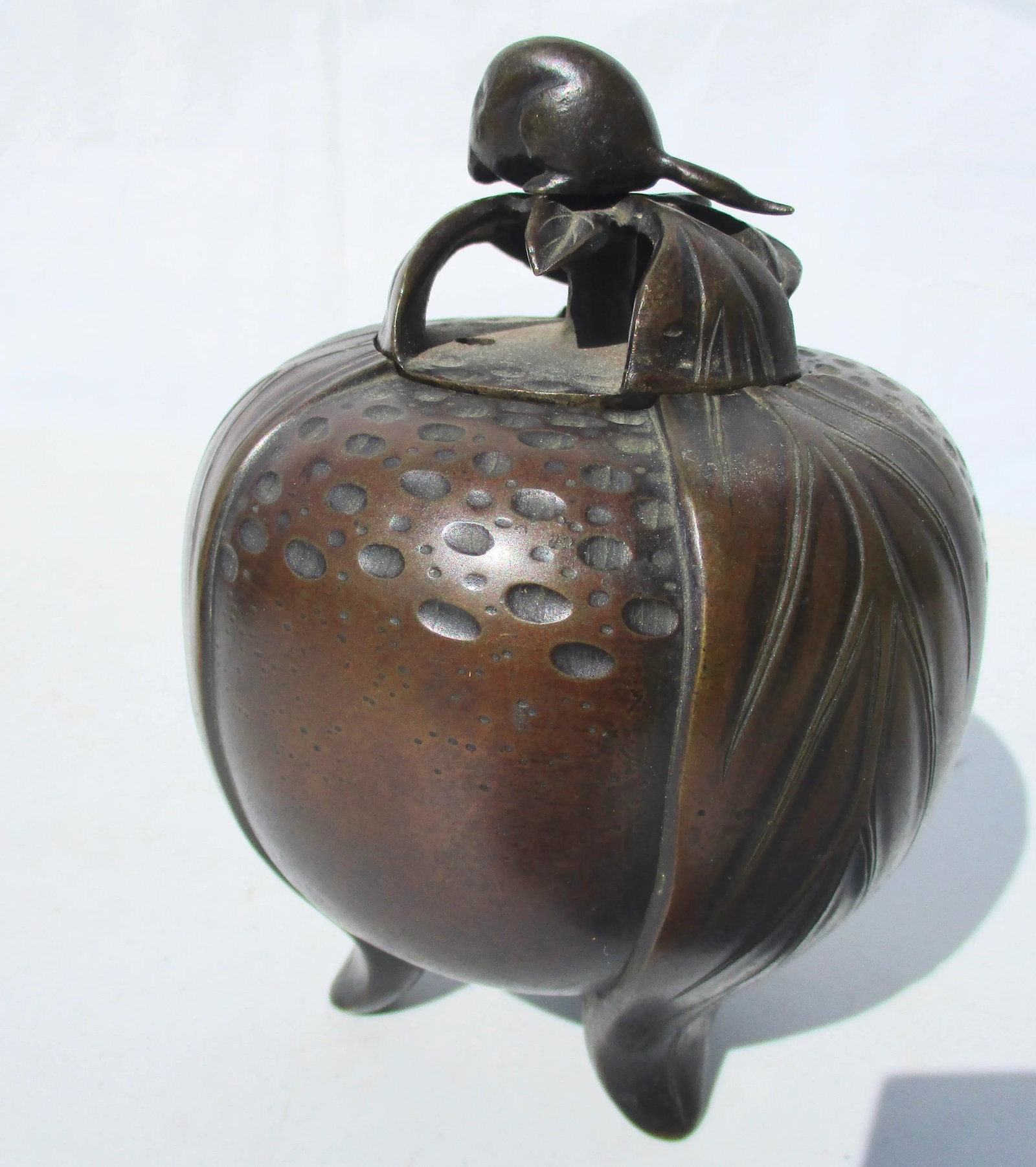 Japanese Bronze Fruit Shaped Incense Burner - 3