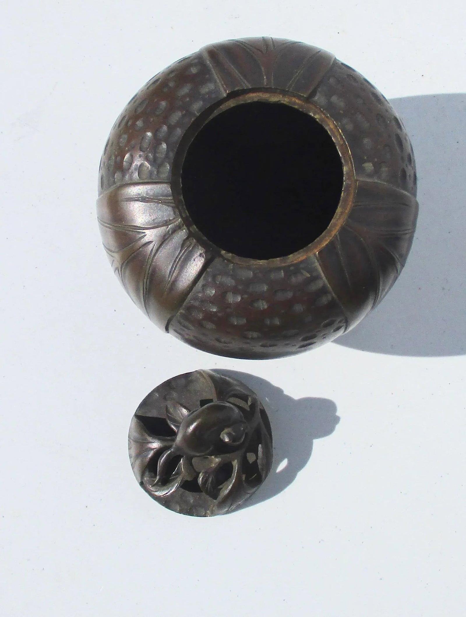 Japanese Bronze Fruit Shaped Incense Burner - 4