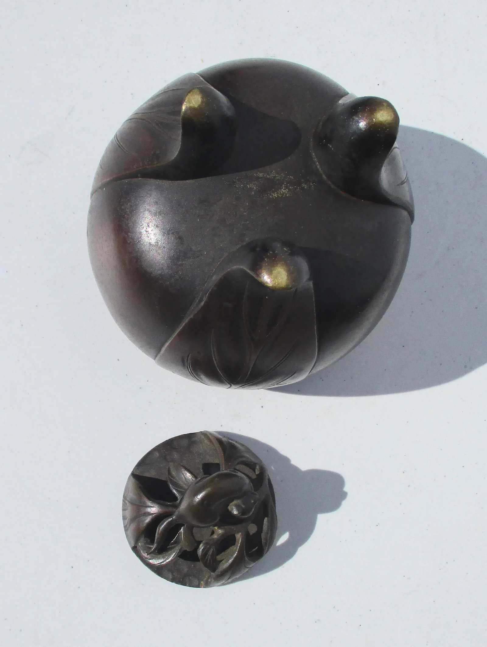 Japanese Bronze Fruit Shaped Incense Burner - 5