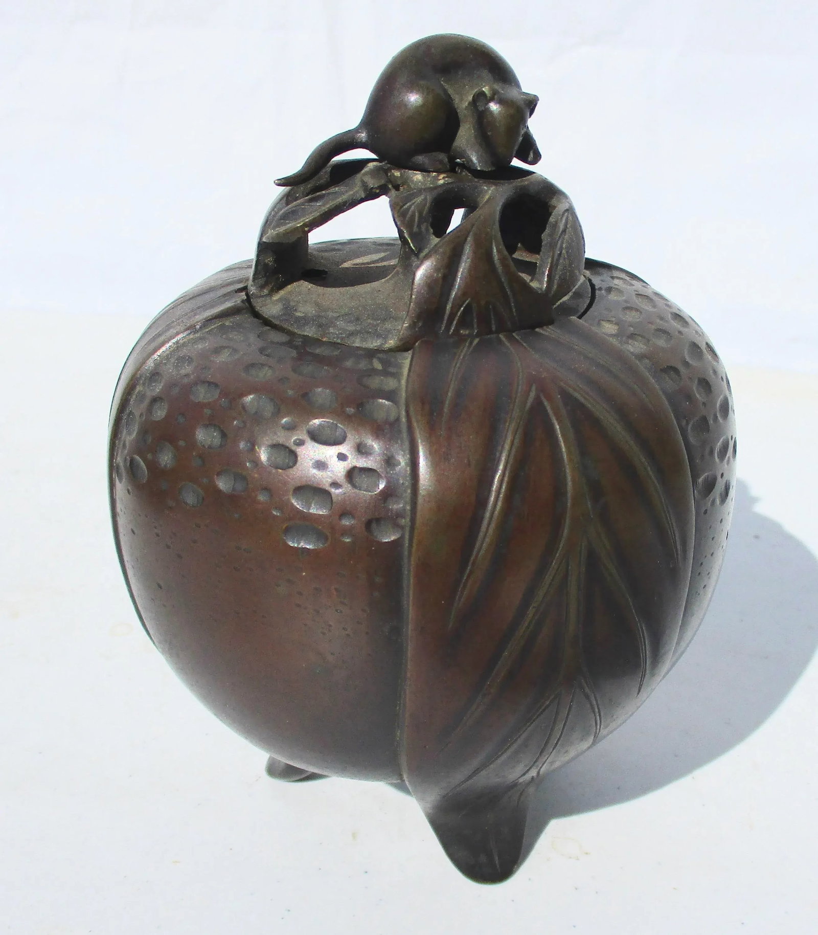 Japanese Bronze Fruit Shaped Incense Burner - 7
