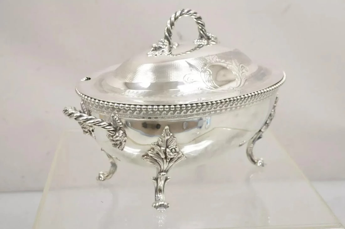 Antique Reed & Barton Figural Baroque Silver Plated Lion Head Large Soup Tureen - 2
