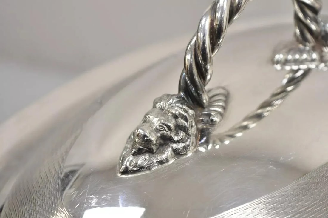 Antique Reed & Barton Figural Baroque Silver Plated Lion Head Large Soup Tureen - 3