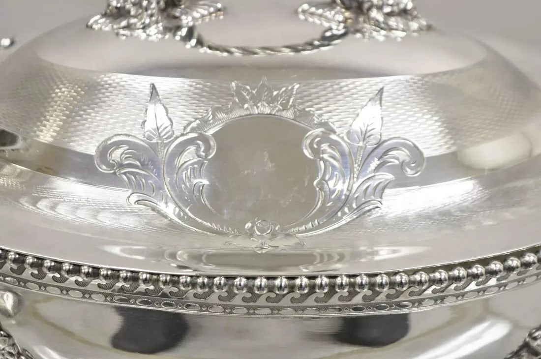 Antique Reed & Barton Figural Baroque Silver Plated Lion Head Large Soup Tureen - 4