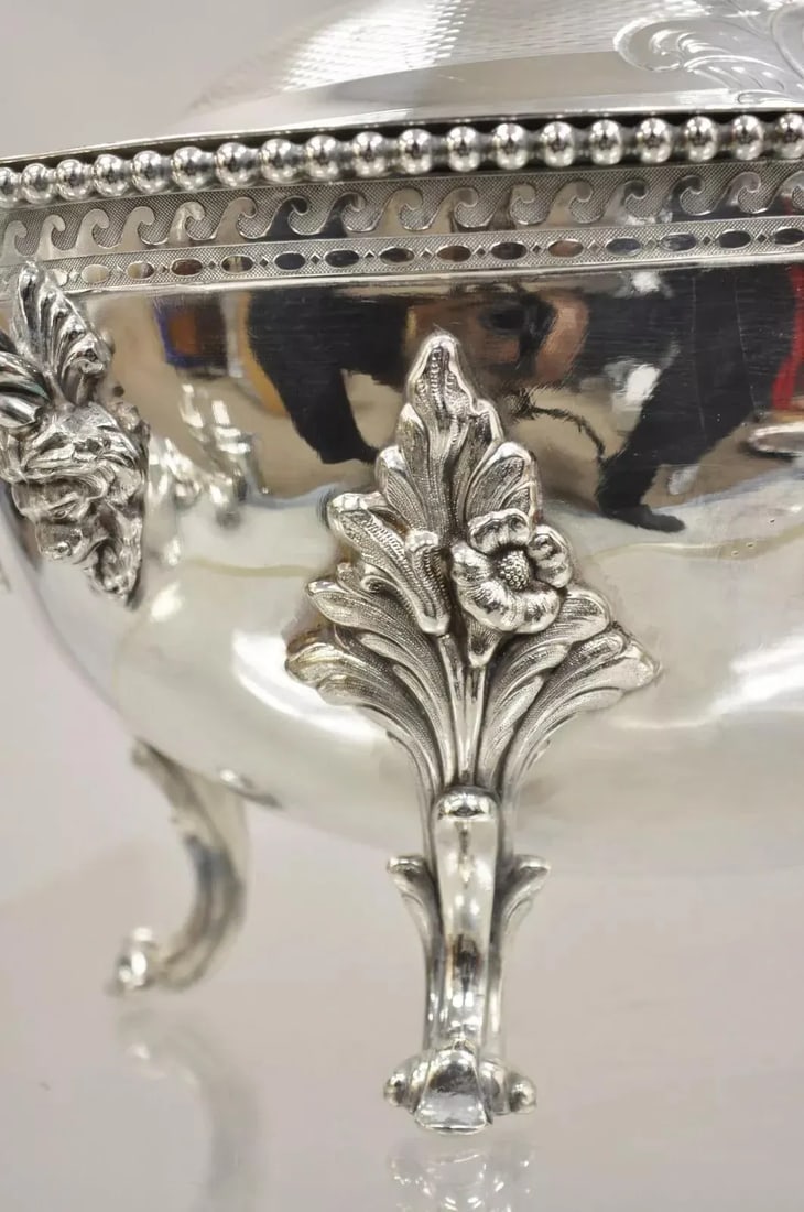 Antique Reed & Barton Figural Baroque Silver Plated Lion Head Large Soup Tureen - 5