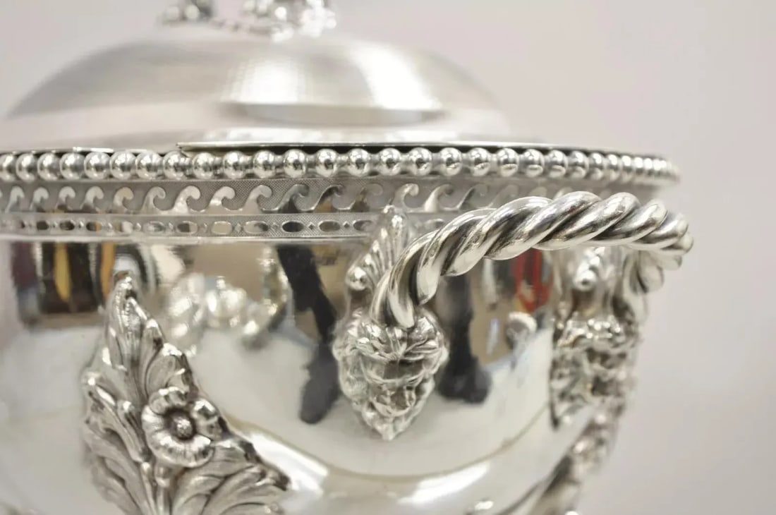 Antique Reed & Barton Figural Baroque Silver Plated Lion Head Large Soup Tureen - 7