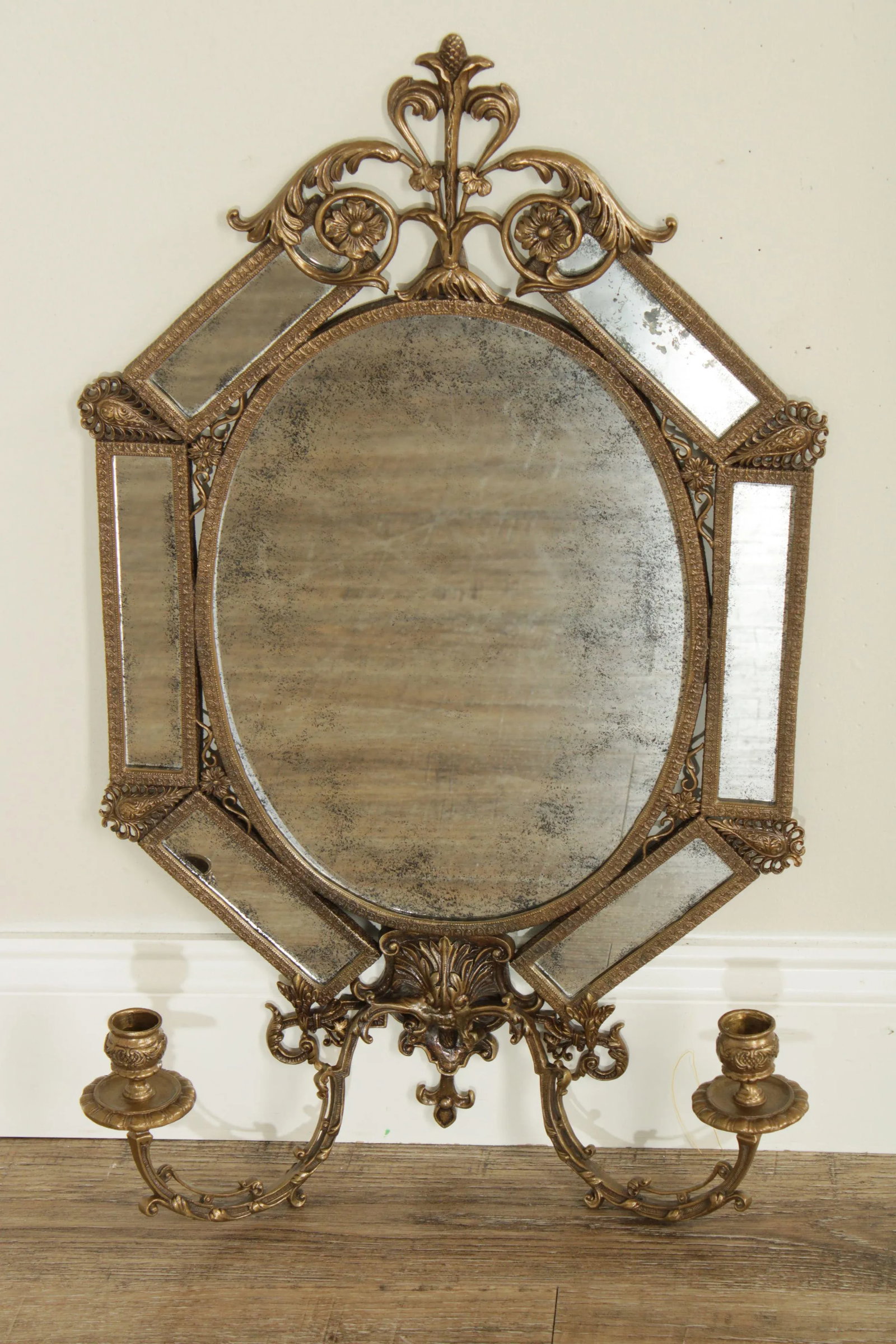 Brass Renaissance Style Girandole Mirror - 2