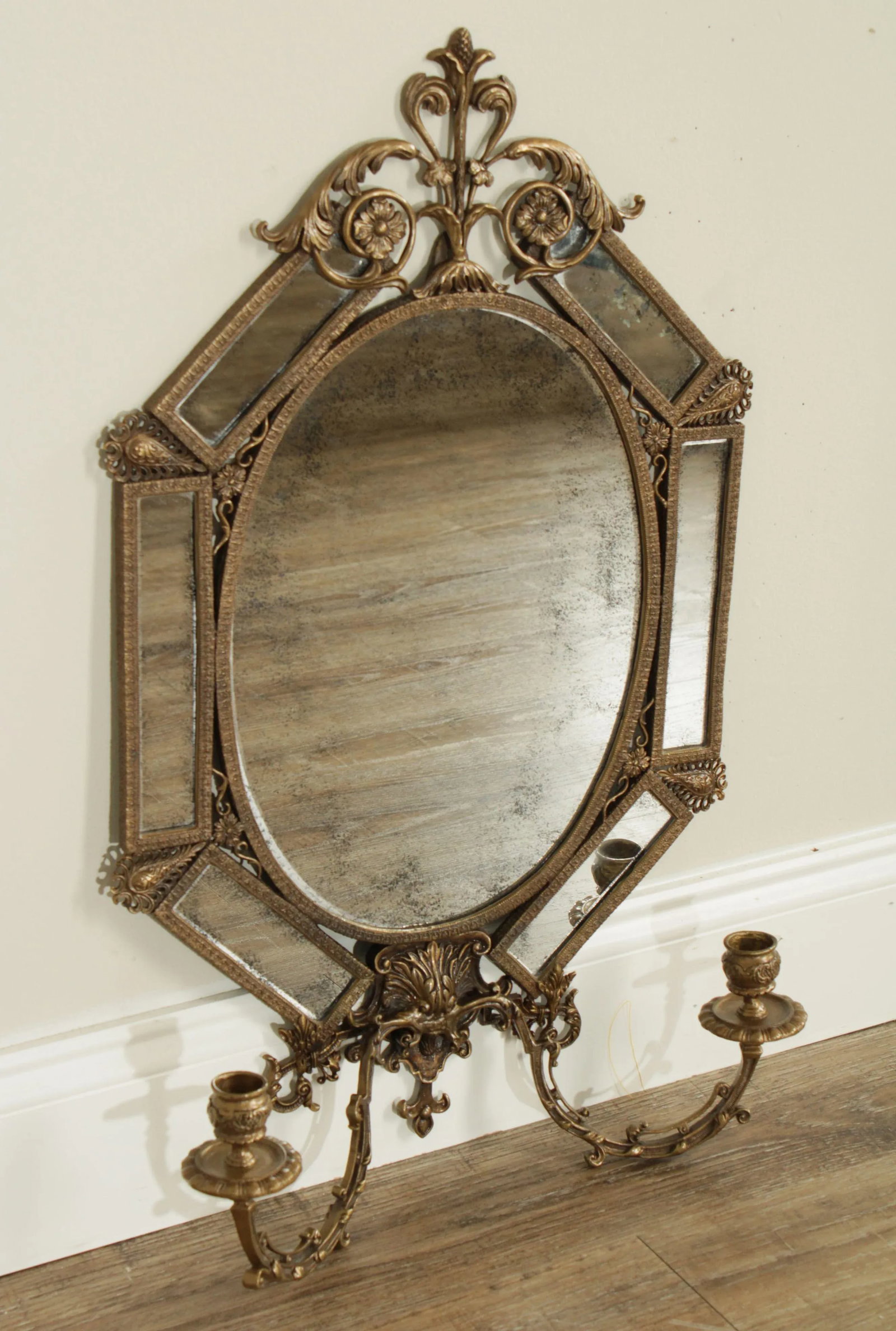 Brass Renaissance Style Girandole Mirror - 4