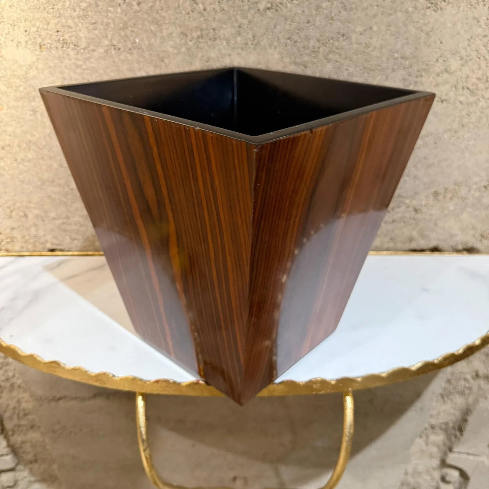 1970s MCM Walnut Wood Planter Box Jardiniere Waste Basket - 8
