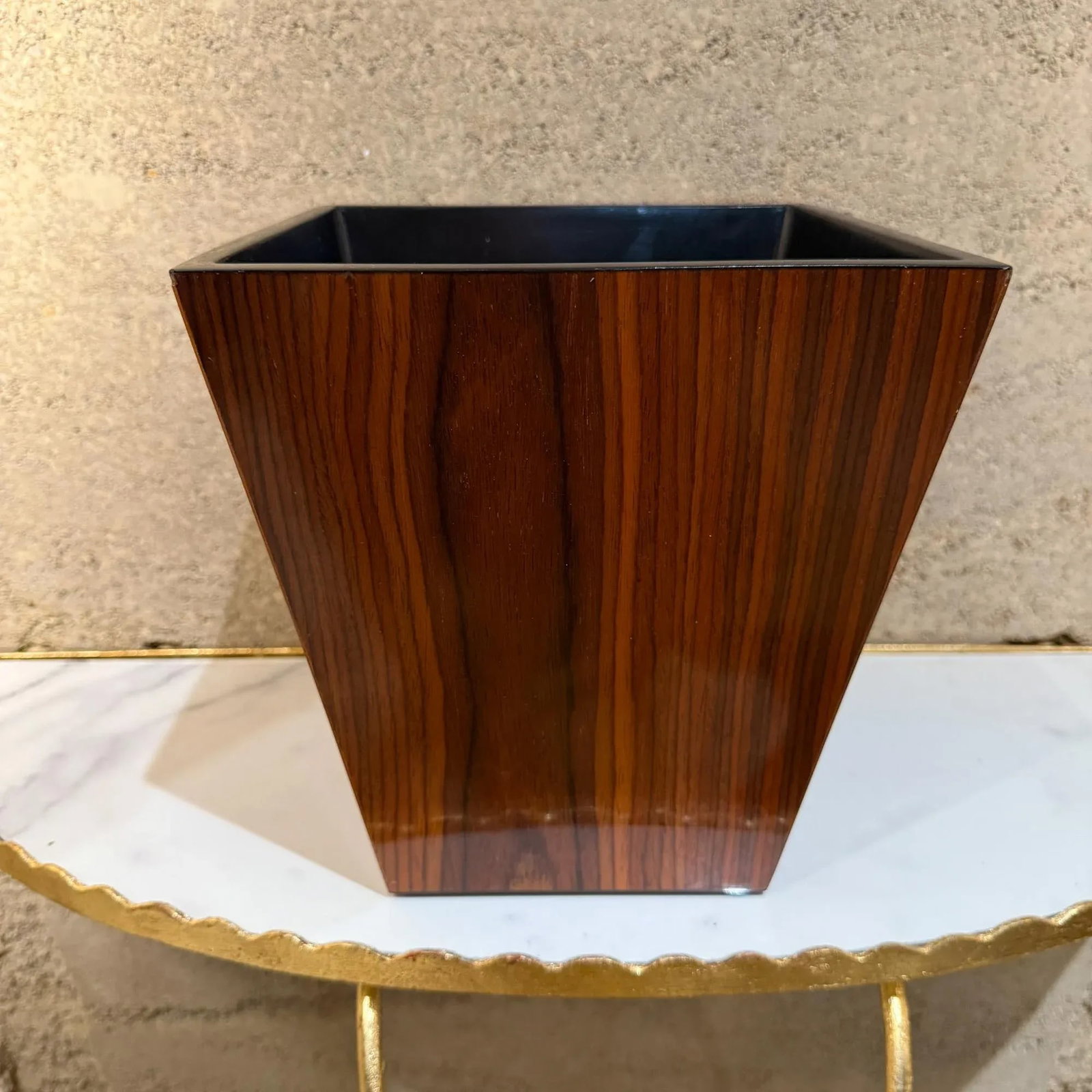 1970s MCM Walnut Wood Planter Box Jardiniere Waste Basket - 9