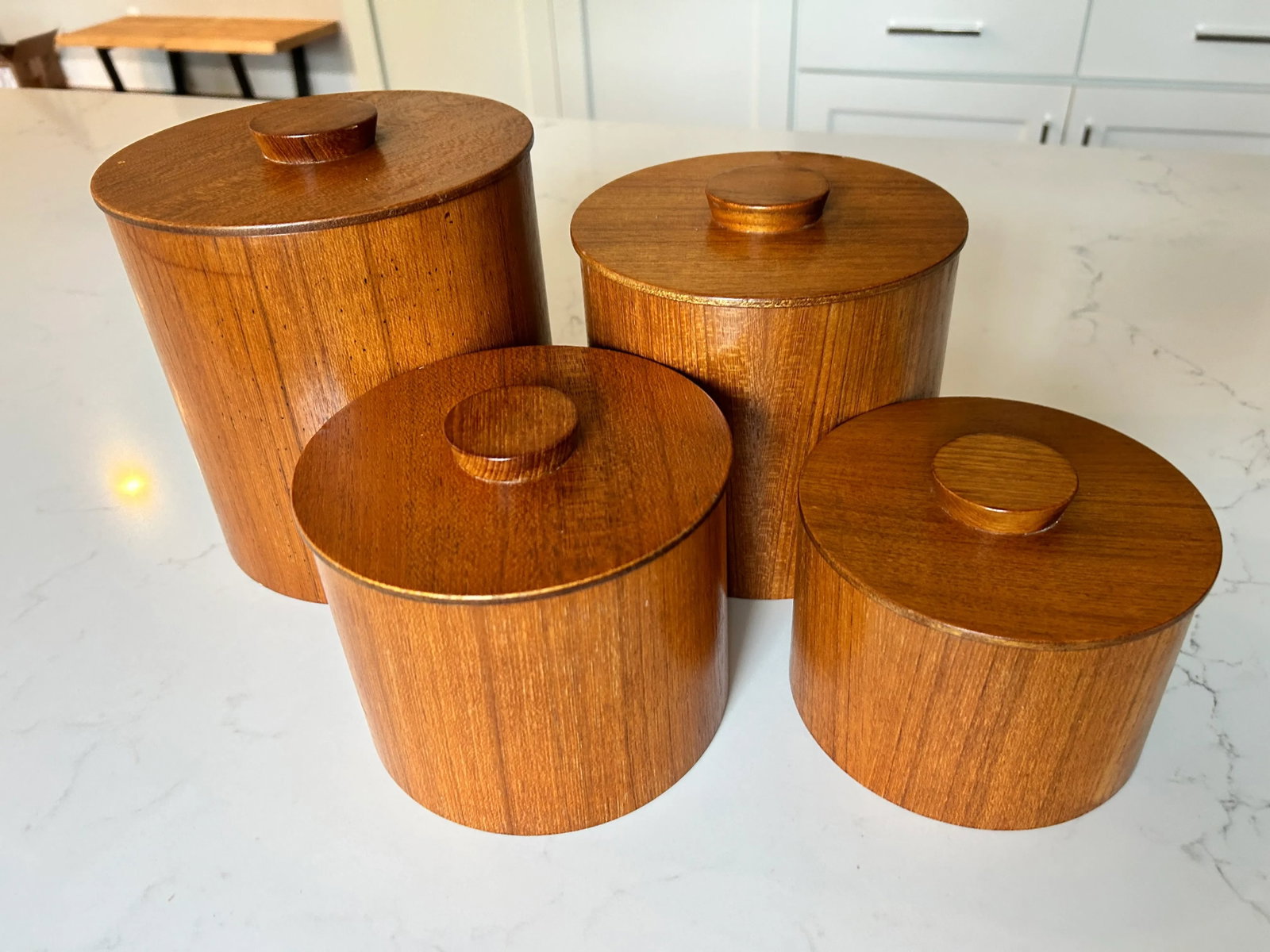 Mid Century Teak Canister Set of 4 by Otagiri - 2