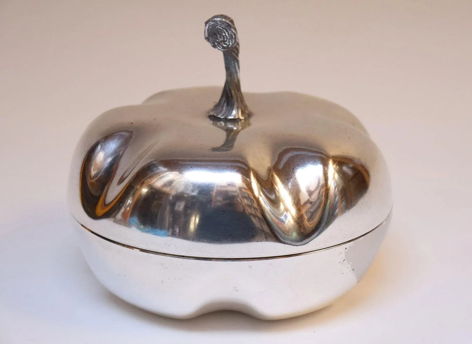 Vintage Italian Modernist Silver-Plated "Squash" Lidded Serving / Candy Dish - 2