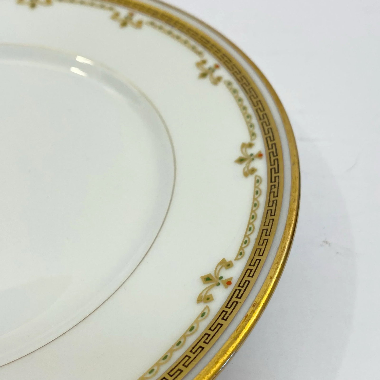 Antique Bernardaud "B&c" Limoges Greek Key & Gilt Garland Dessert Plates, 7.25" - Set of 5 (C. 1900- - 3
