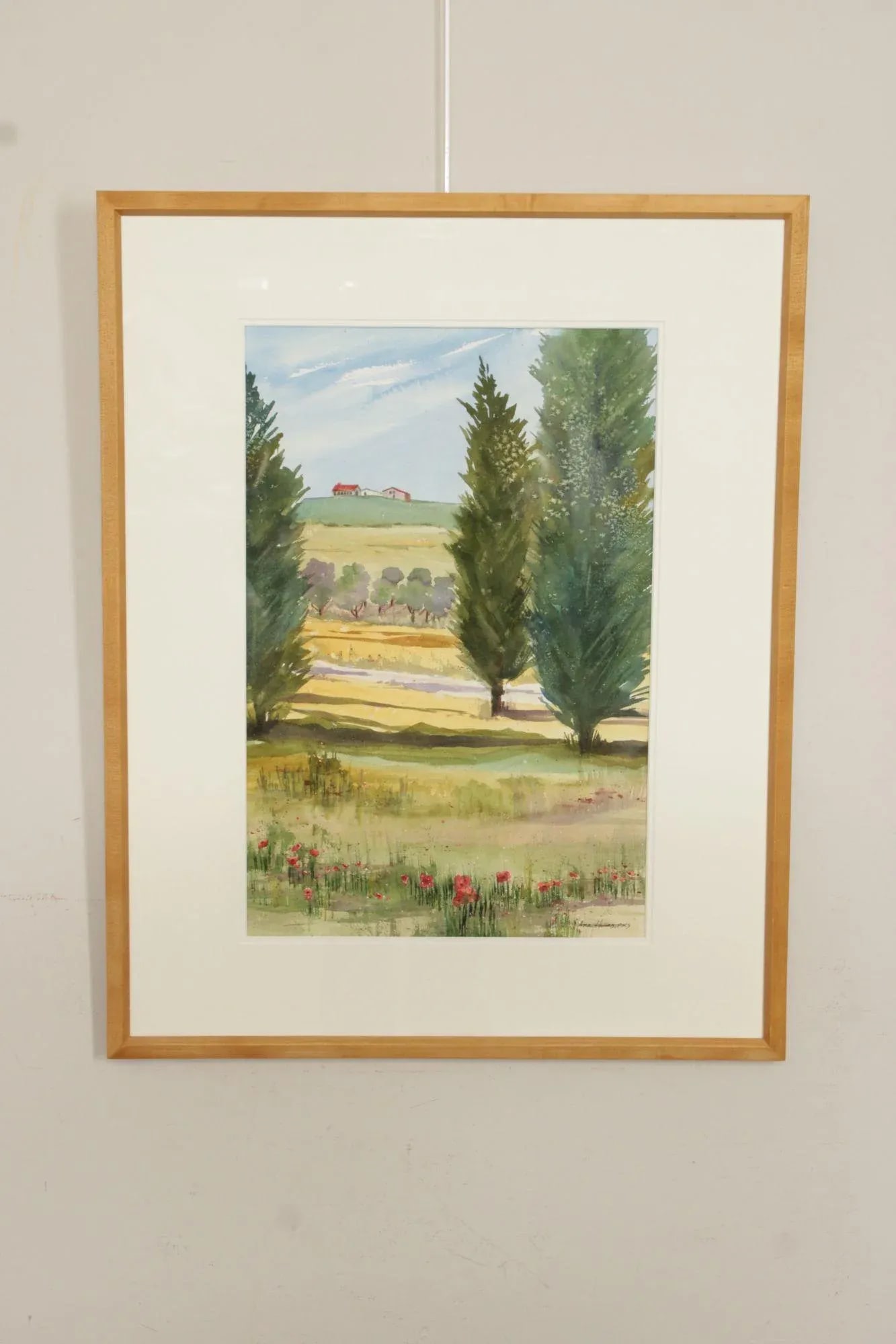 Ann M. Howes Watercolor Landscape Painting, 'Through the Cypress Trees' - 2