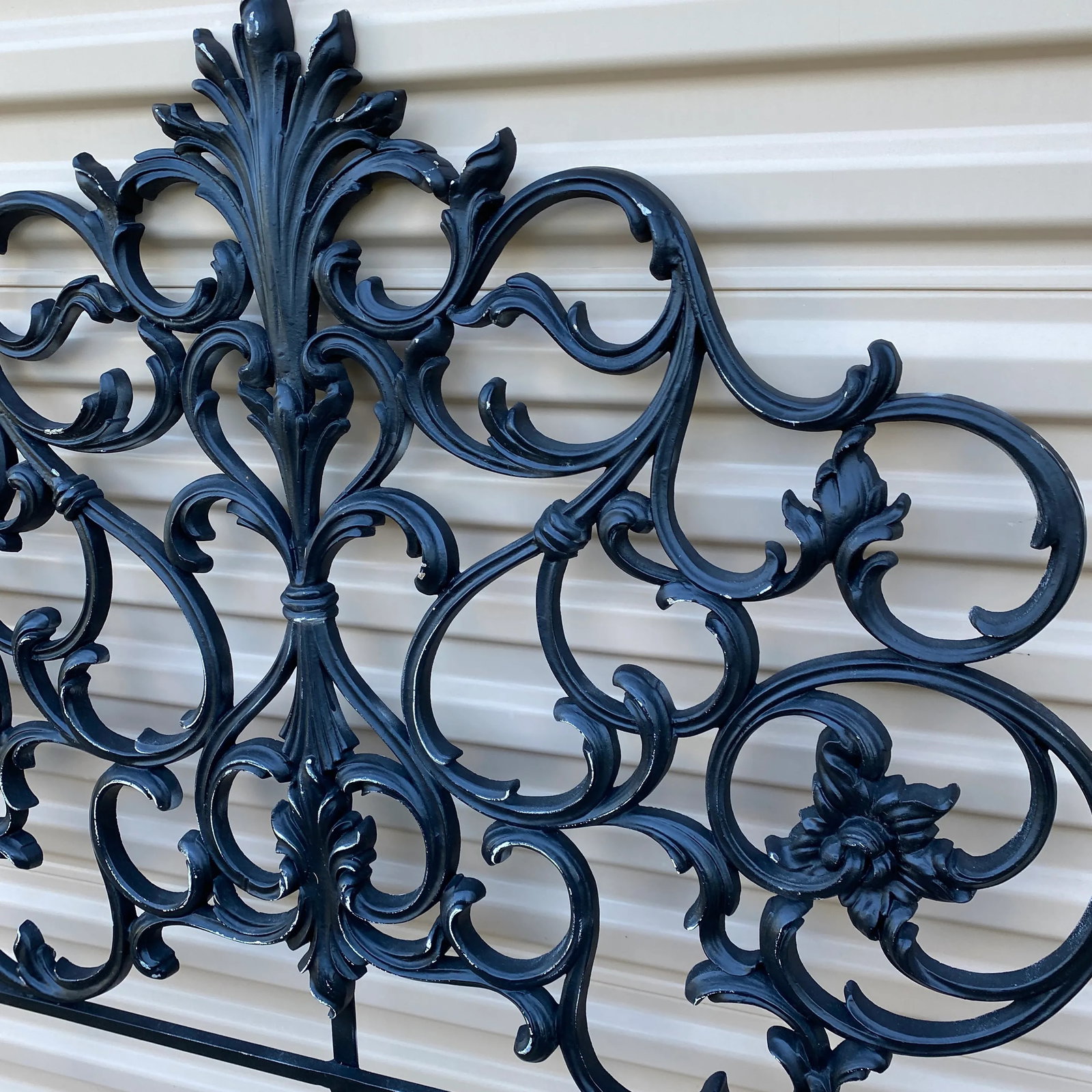Vintage Italian Twin Ebonized Metal Headboard - 2