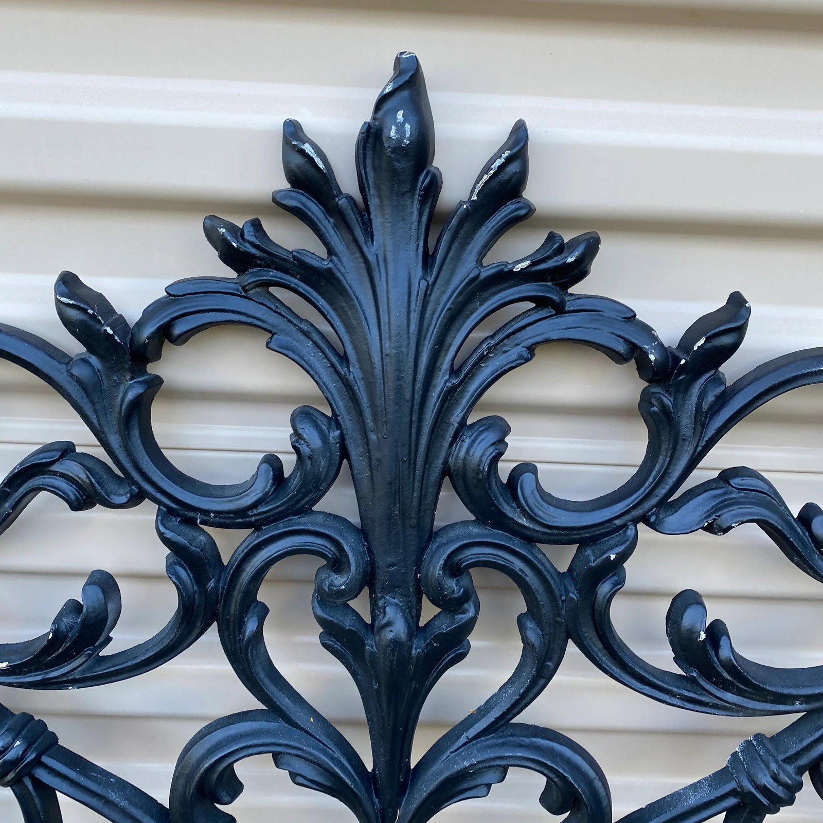 Vintage Italian Twin Ebonized Metal Headboard - 3