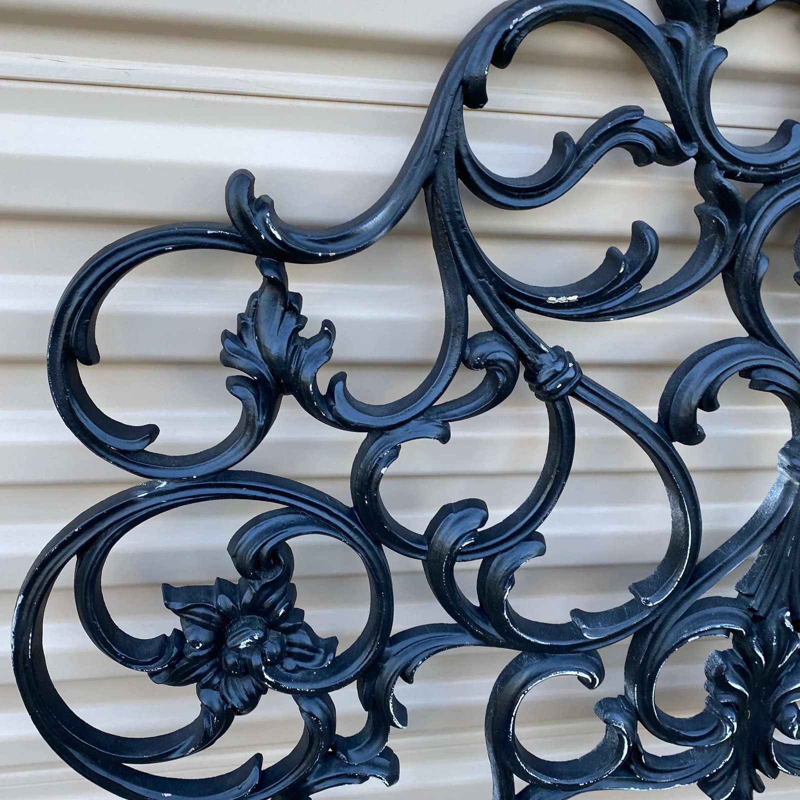 Vintage Italian Twin Ebonized Metal Headboard - 4