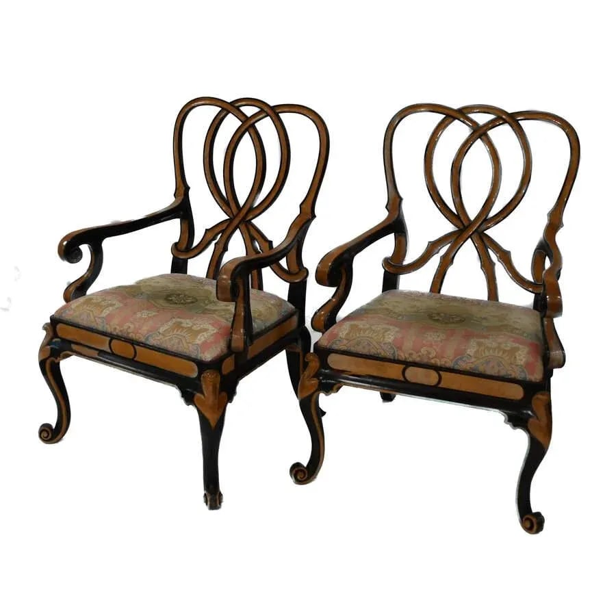 Mid 20th Century Pair of Georgina Ribbon Back Arm Chairs - 2