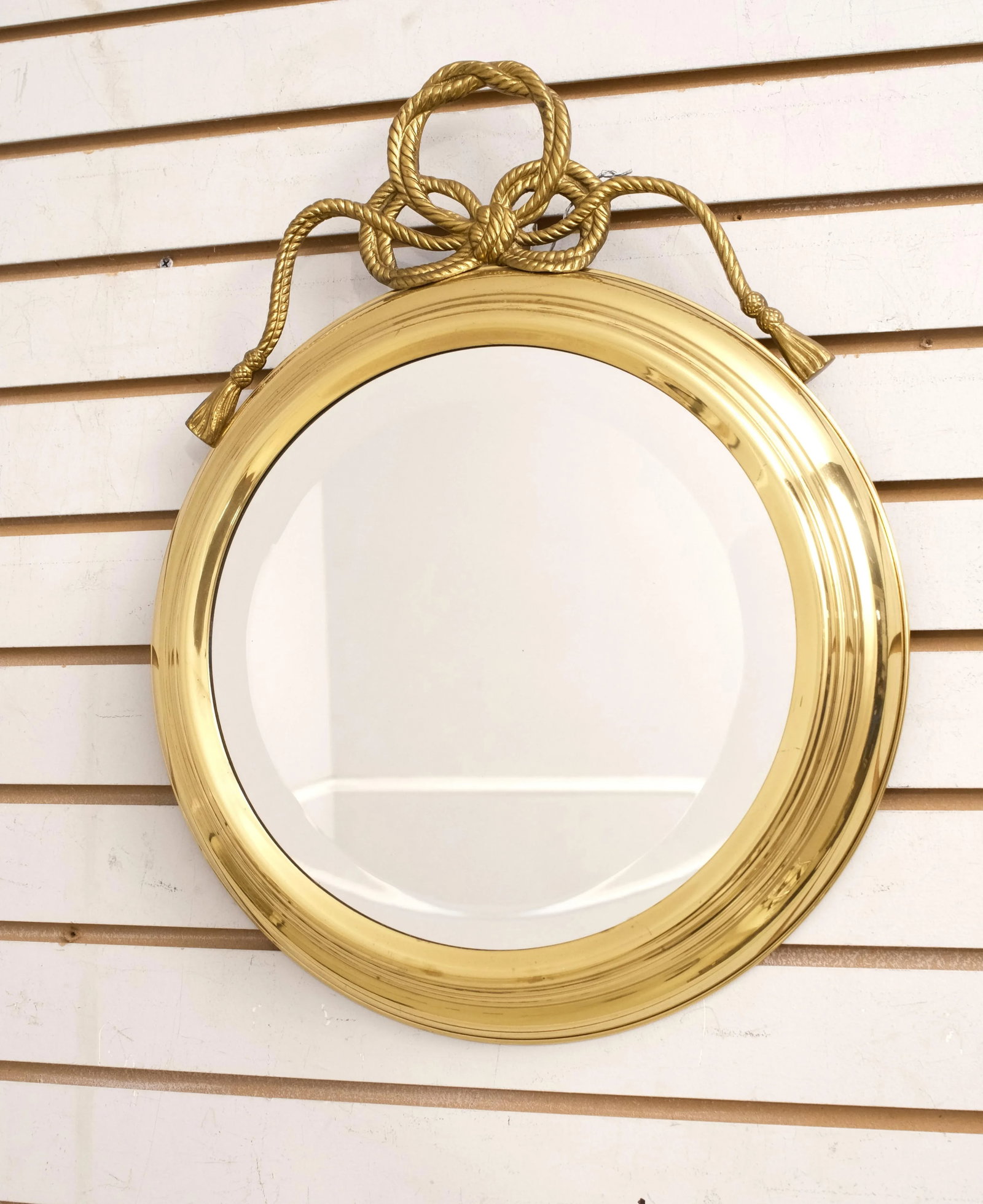 French Style Round Brass Hanging Mirror - 2