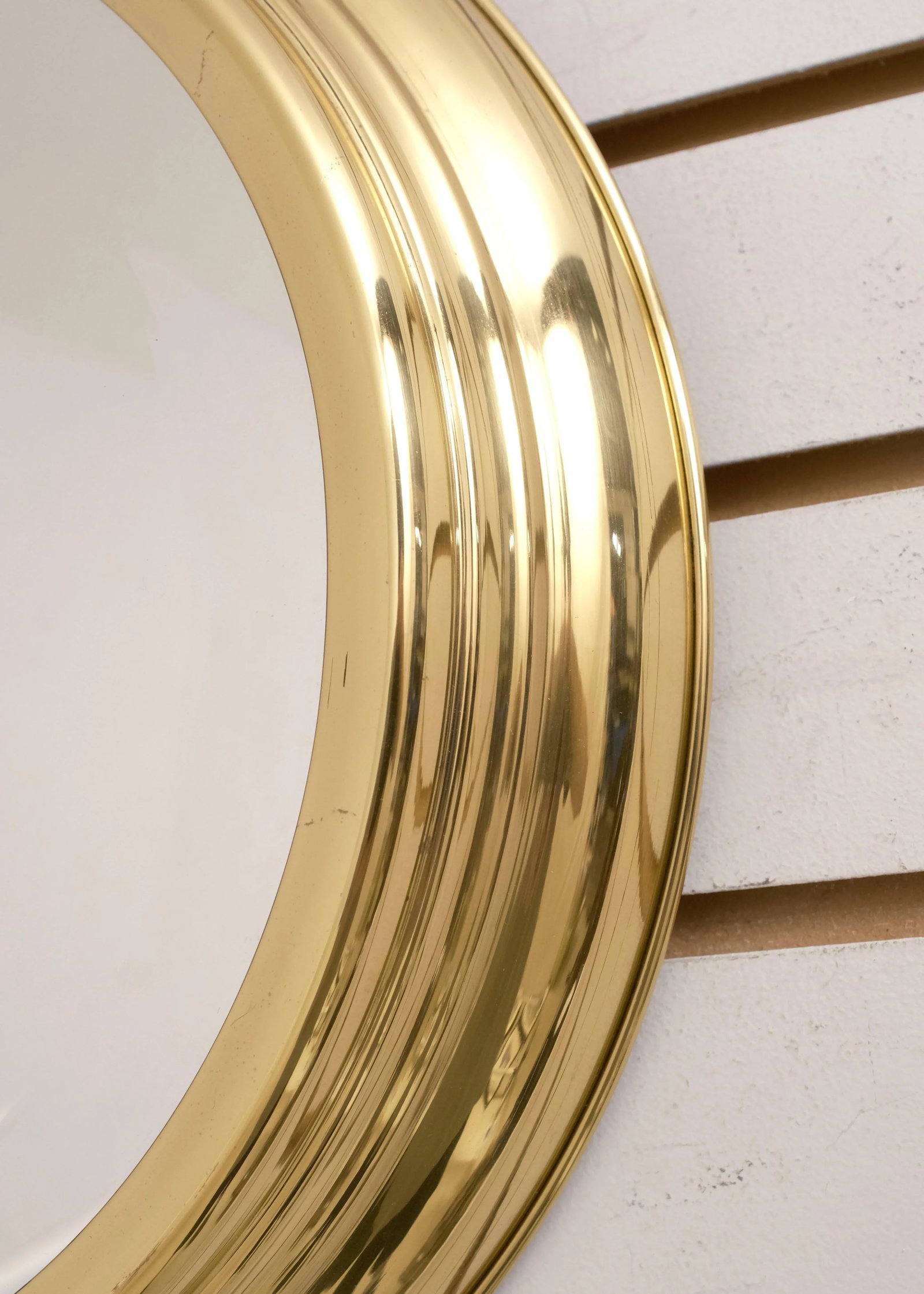French Style Round Brass Hanging Mirror - 4