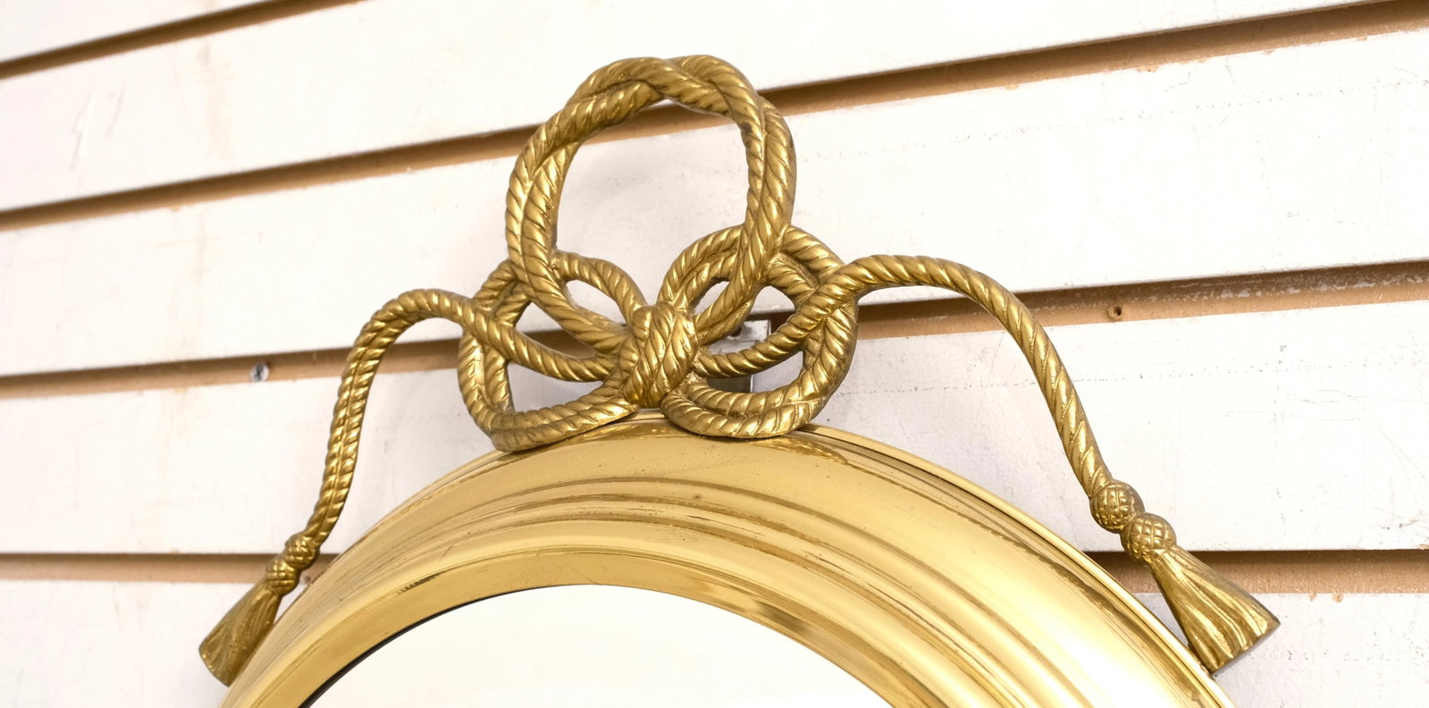 French Style Round Brass Hanging Mirror - 5