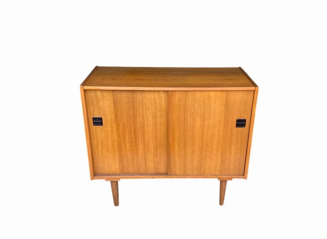 Vintage Danish Modern Teak Bar Cabinet With Sliding Doors - 3