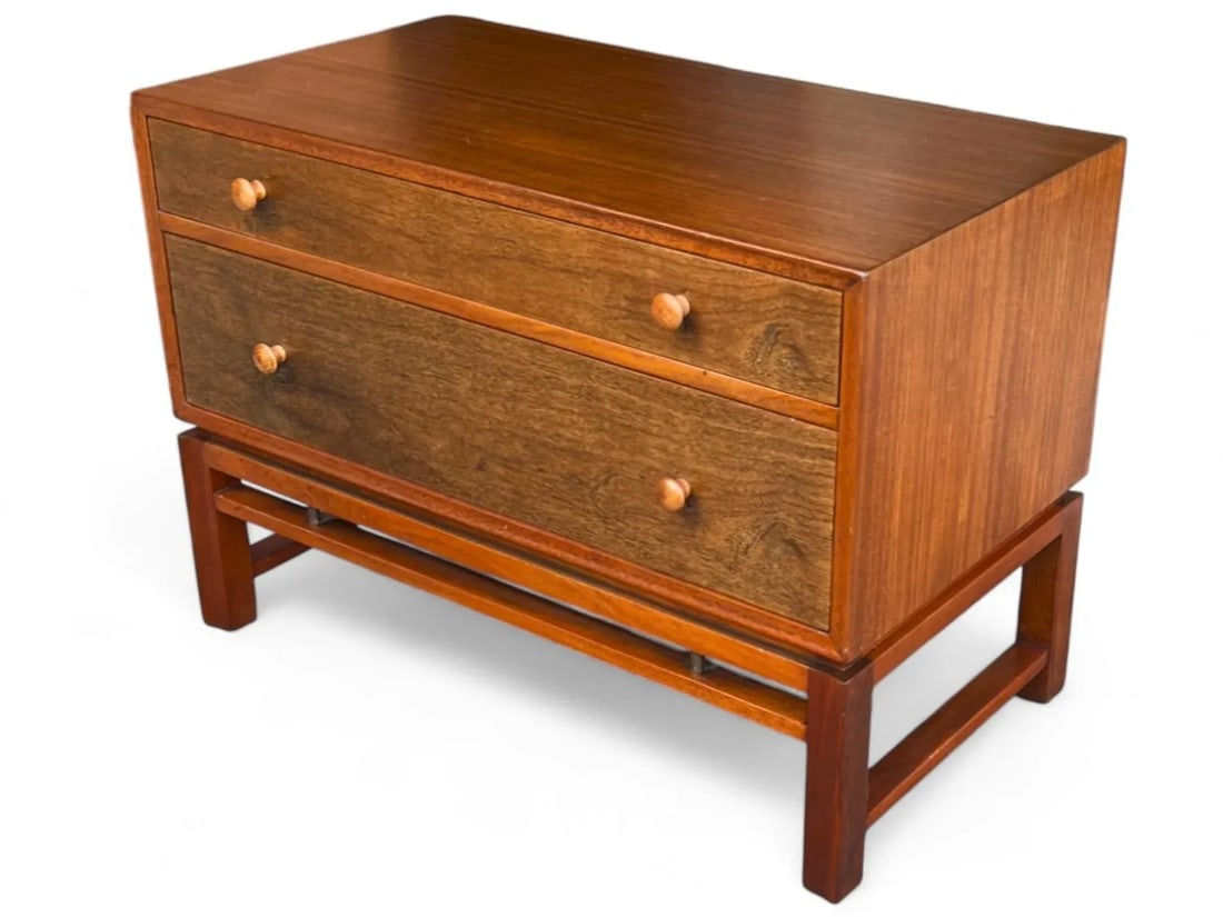 1960s Mid-Century Modern Two-Tone Mahogany Nightstand by Dunbar - Fully Restored - 2