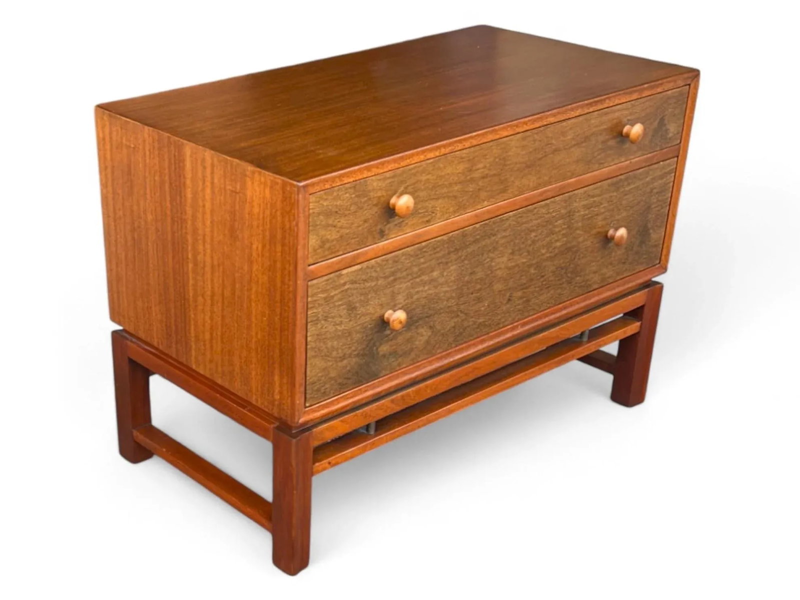 1960s Mid-Century Modern Two-Tone Mahogany Nightstand by Dunbar - Fully Restored - 3