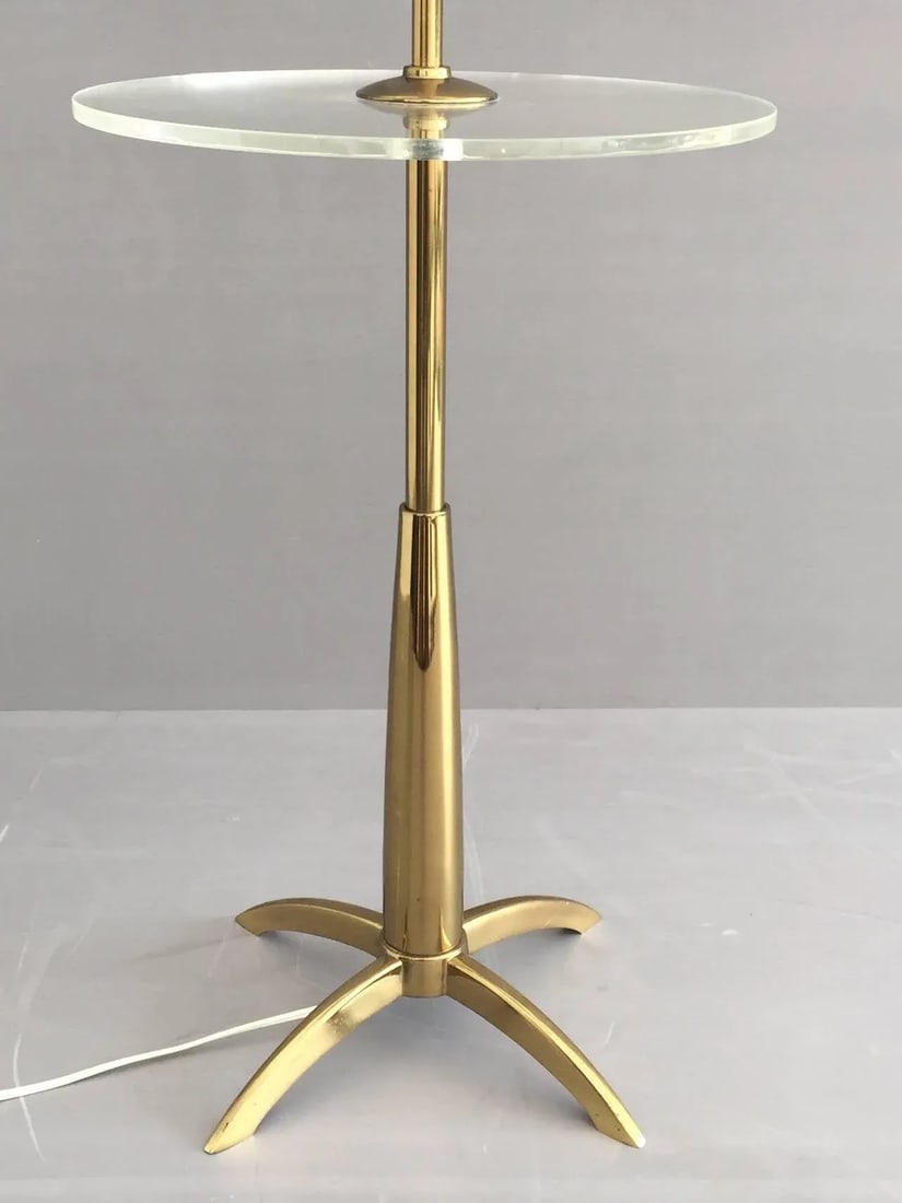 Brass and Acrylic Floor Lamp End Table - 2