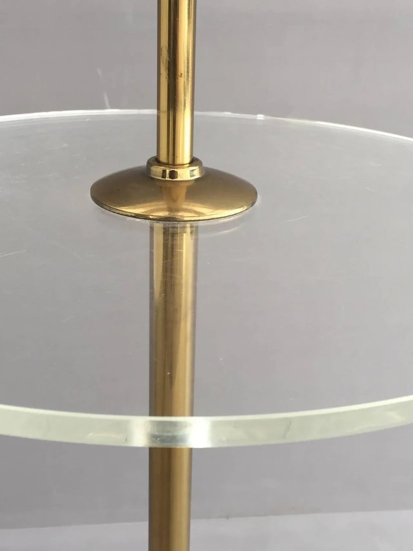 Brass and Acrylic Floor Lamp End Table - 4