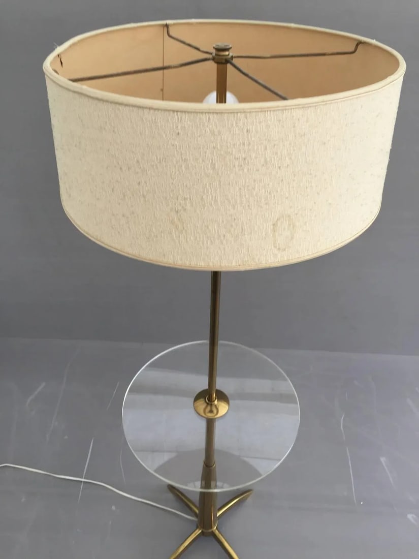 Brass and Acrylic Floor Lamp End Table - 6