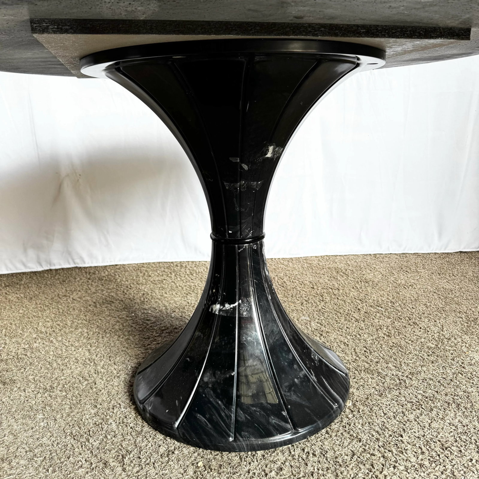 Postmodern Faux Black Marble Swivel Circular Dining Table - 7