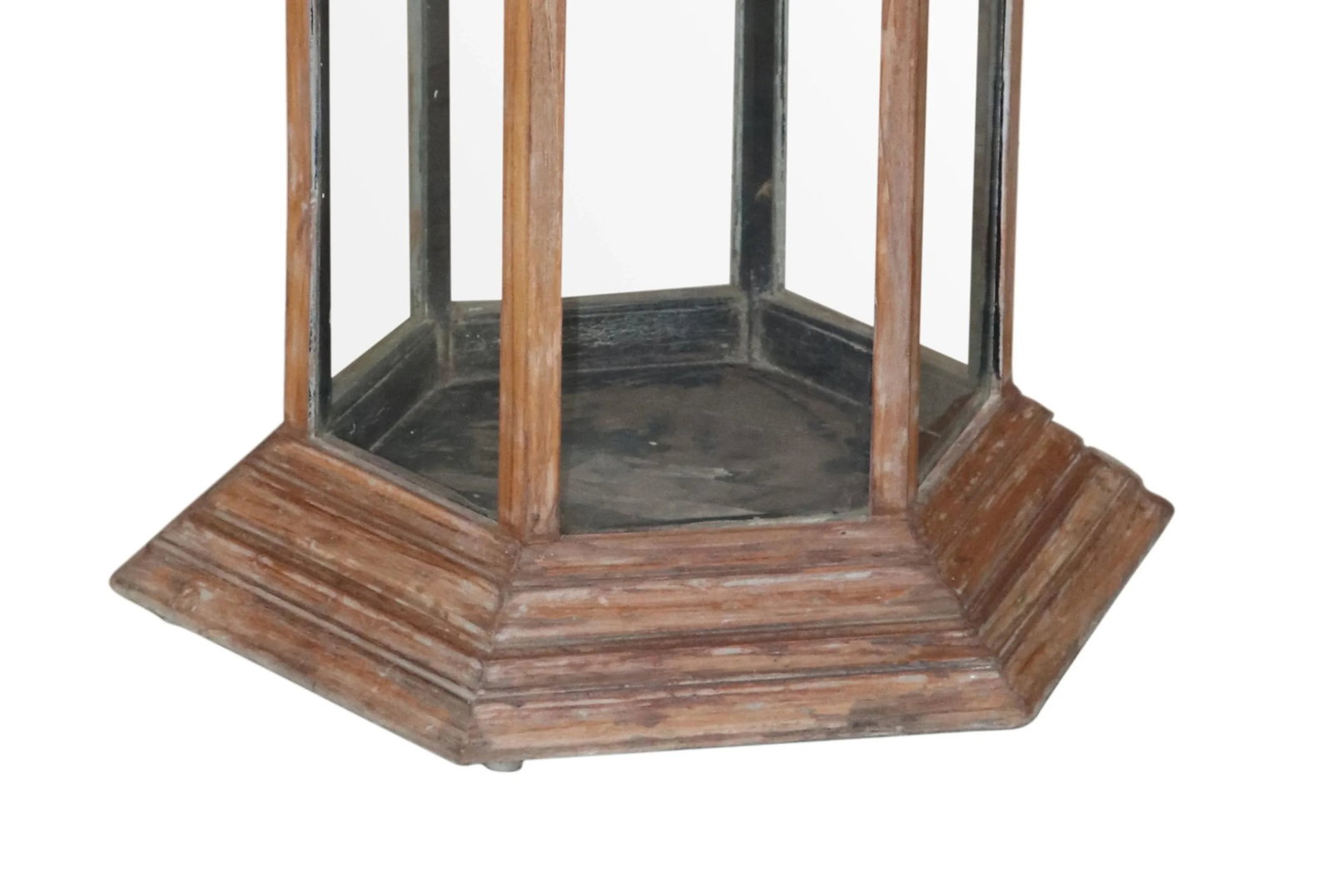 Vintage Teak Wood and Glass Display Hexagon Side Table - 4