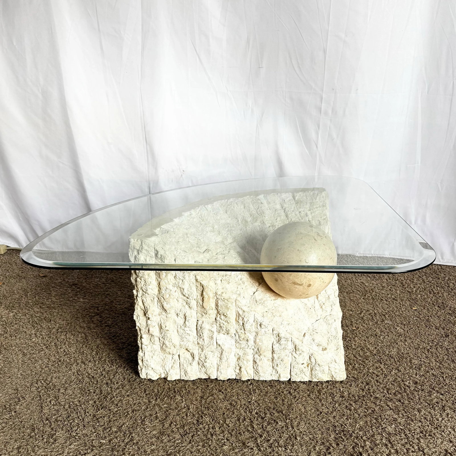 Postmodern Tessellated Stone Triangular Coffee Table - 2