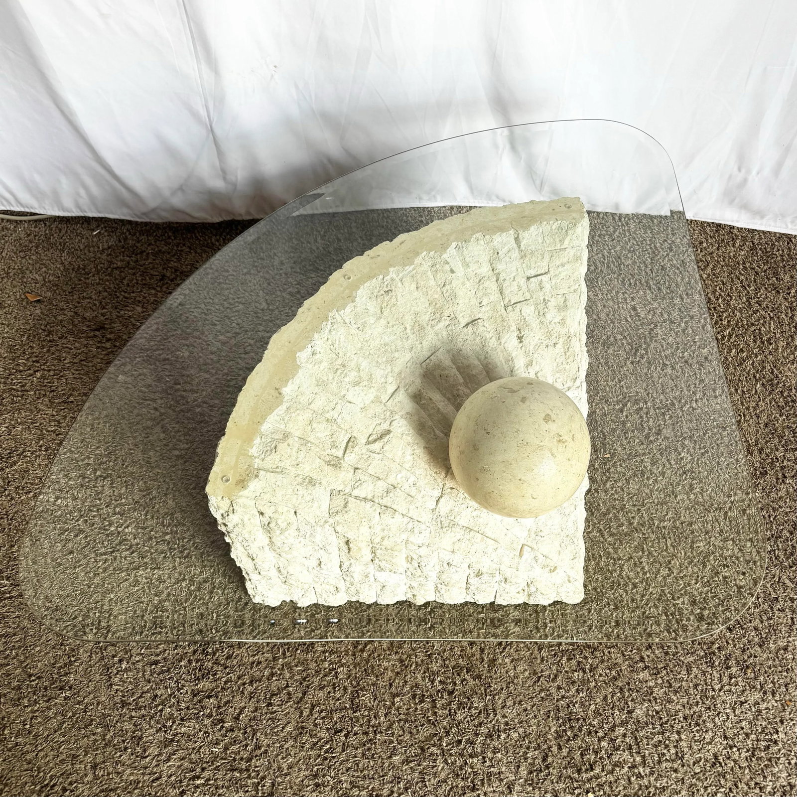 Postmodern Tessellated Stone Triangular Coffee Table - 3