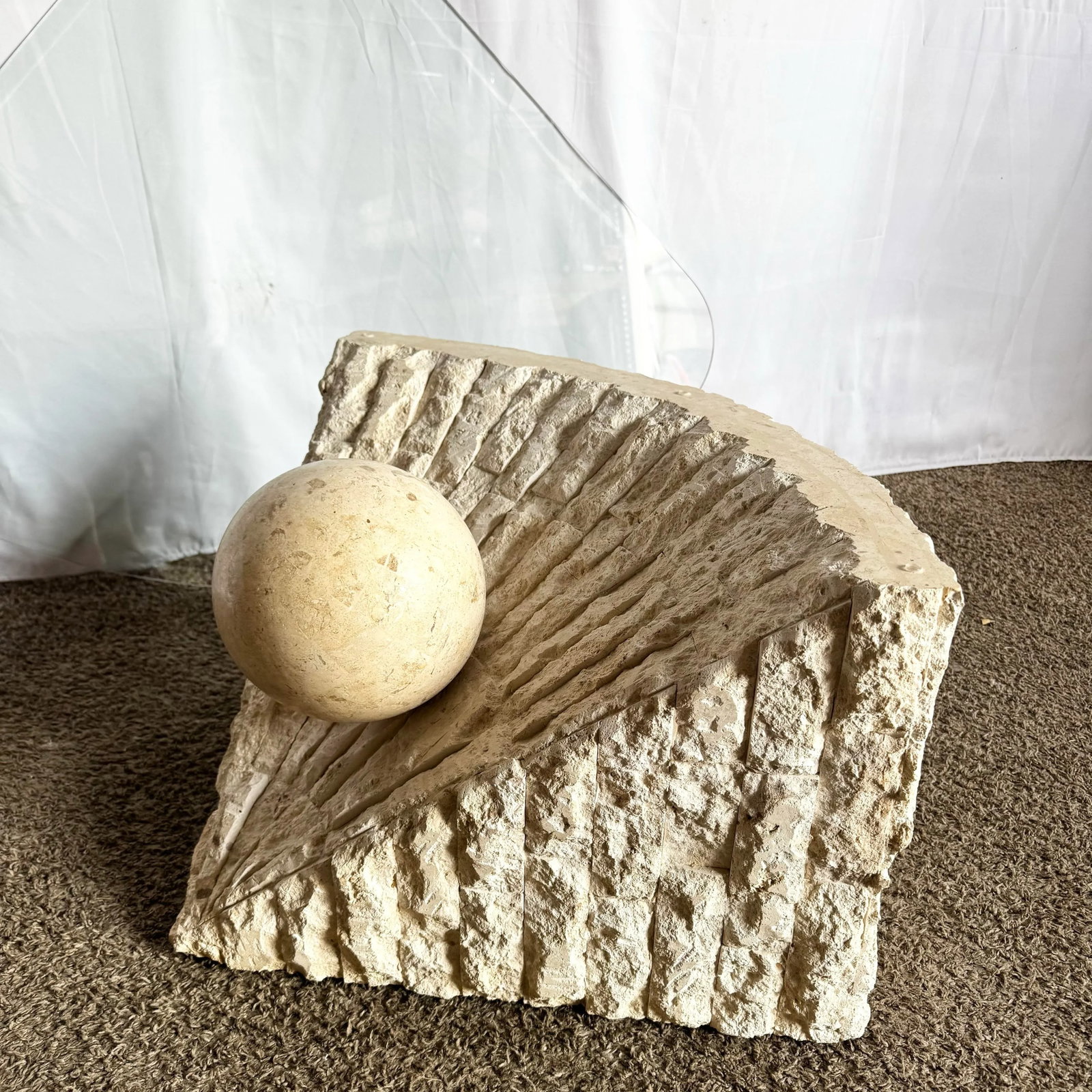 Postmodern Tessellated Stone Triangular Coffee Table - 4