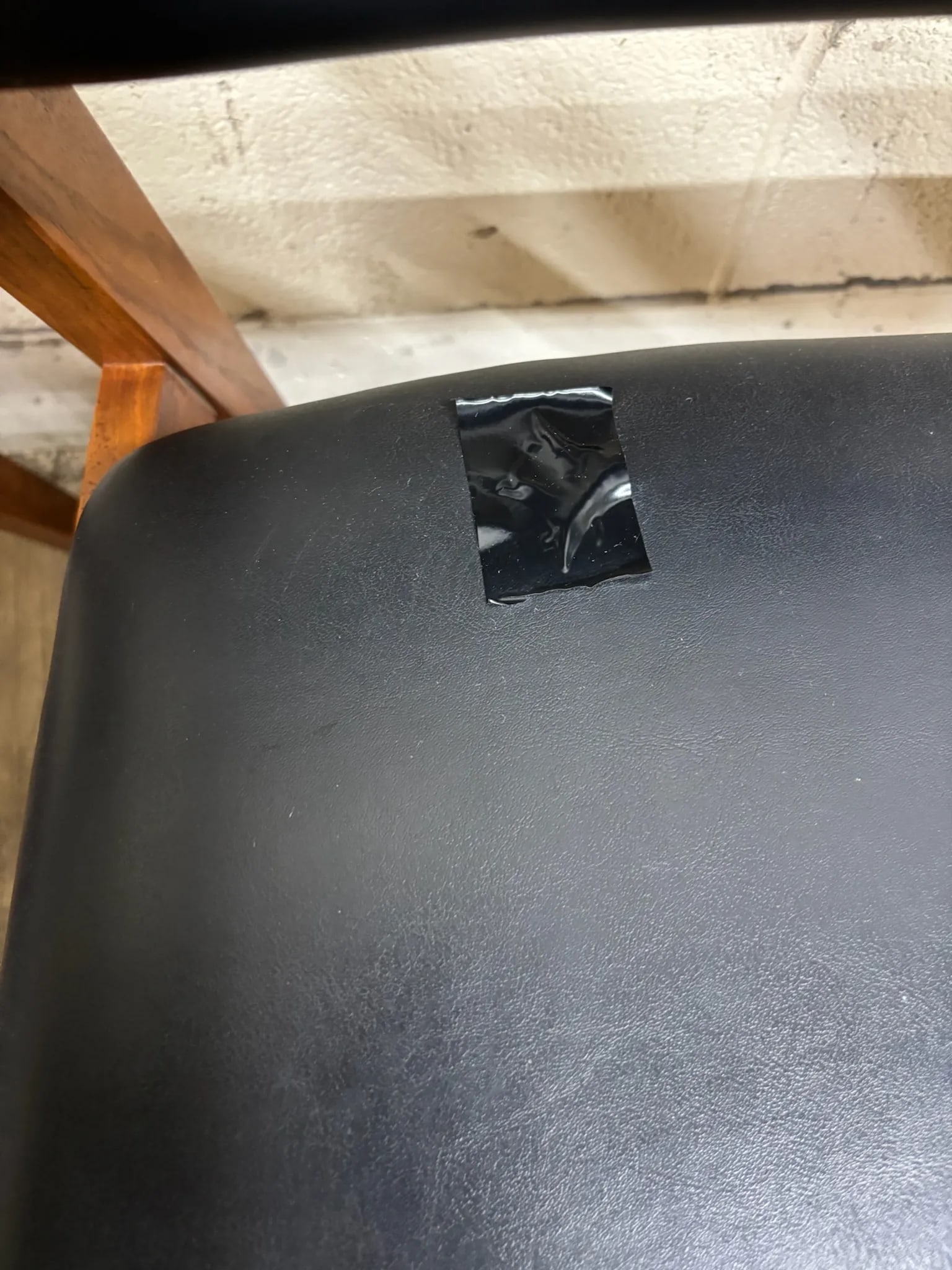 Vintage Imperial Desk Co Mid Century Modern Walnut Black Vinyl Arm Chairs - Pair - 4
