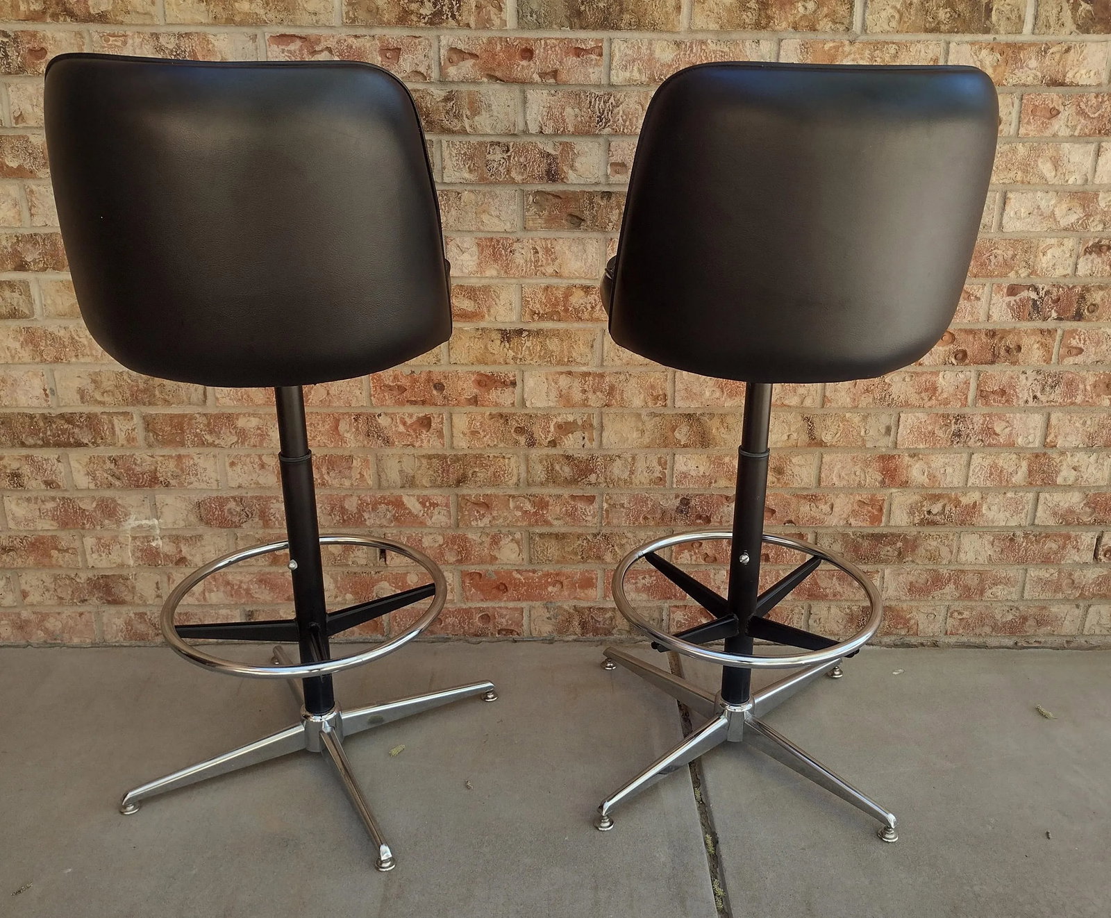 Pair of Vintage Mid-Century Modern Swivel Barstools by Kofabco - Black Vinyl & Chrome, Circa 1960s - 2