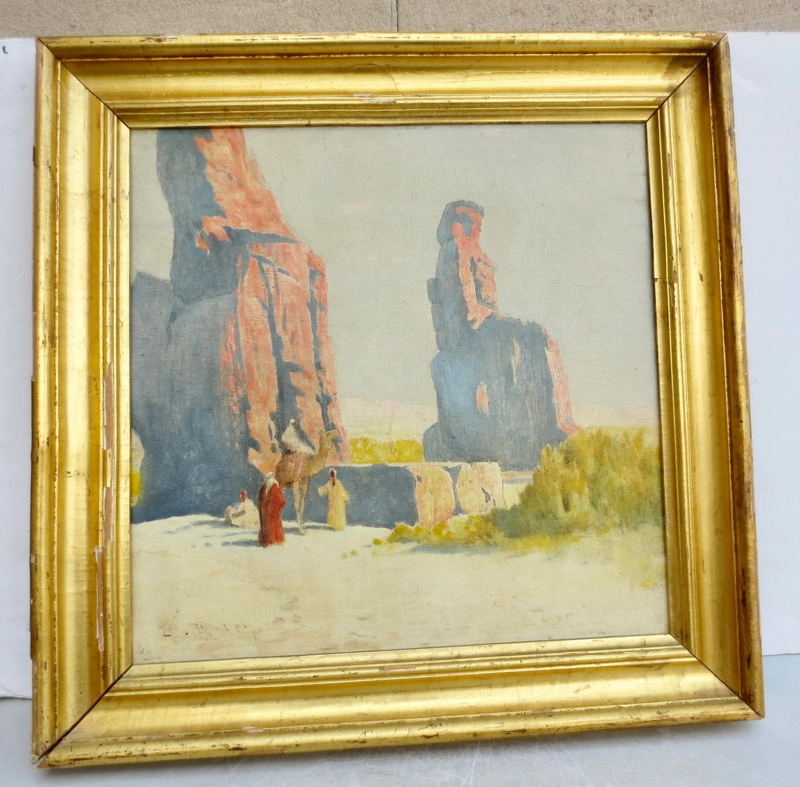 John Ralph Egyptian Scene on Panel Circa 1910 - 2