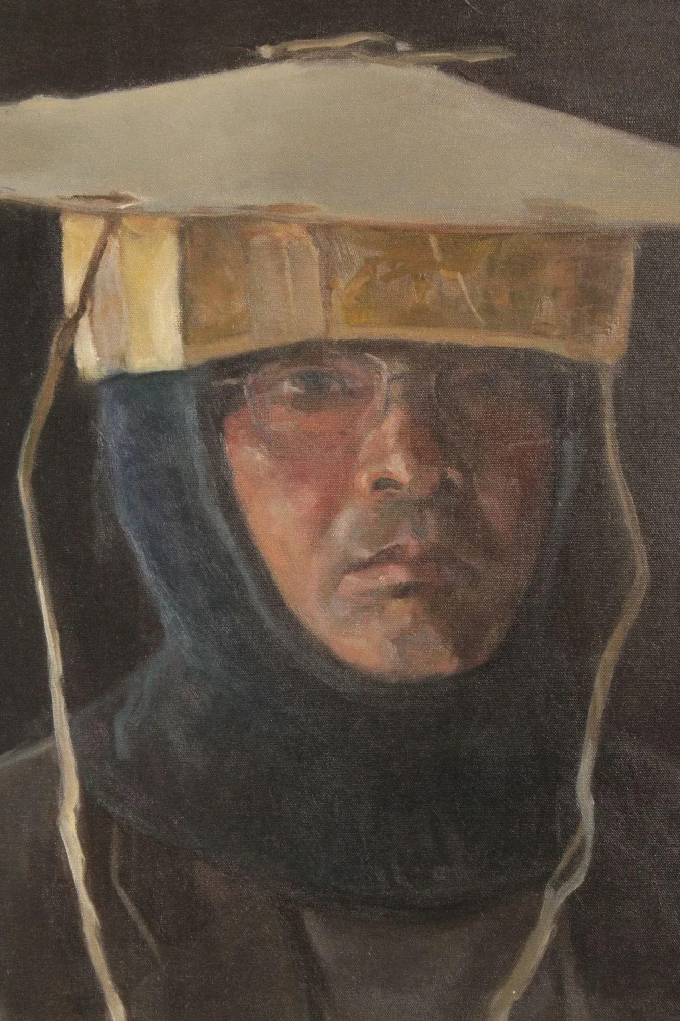 Qimin Liu Contemporary Oil Painting Portrait, 'Man with Odd Hat' - 5