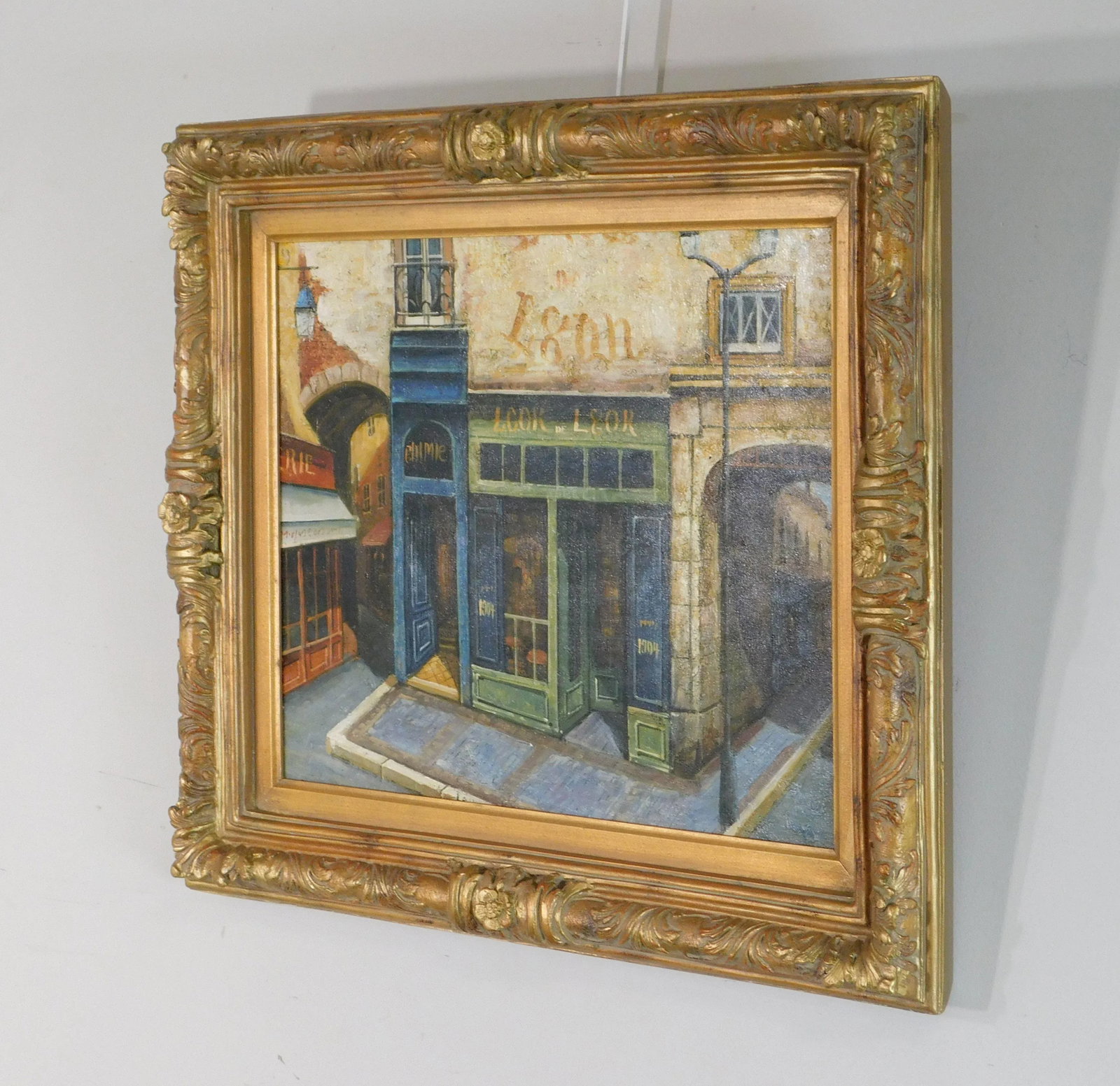 LCOR DE LGOR' Impasto Oil on Canvas Framed Painting Paris Cafe Street Scene - 3