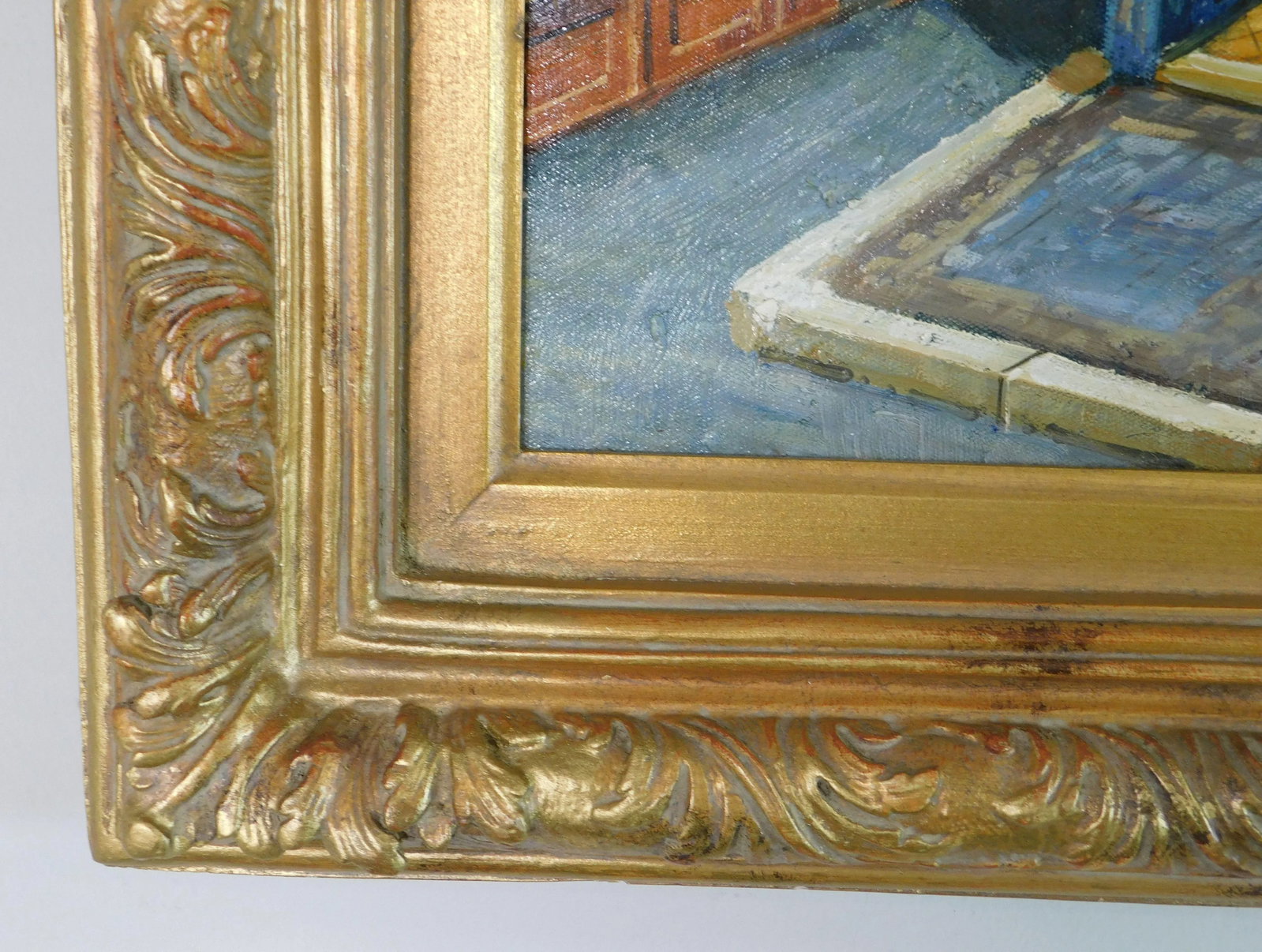 LCOR DE LGOR' Impasto Oil on Canvas Framed Painting Paris Cafe Street Scene - 7