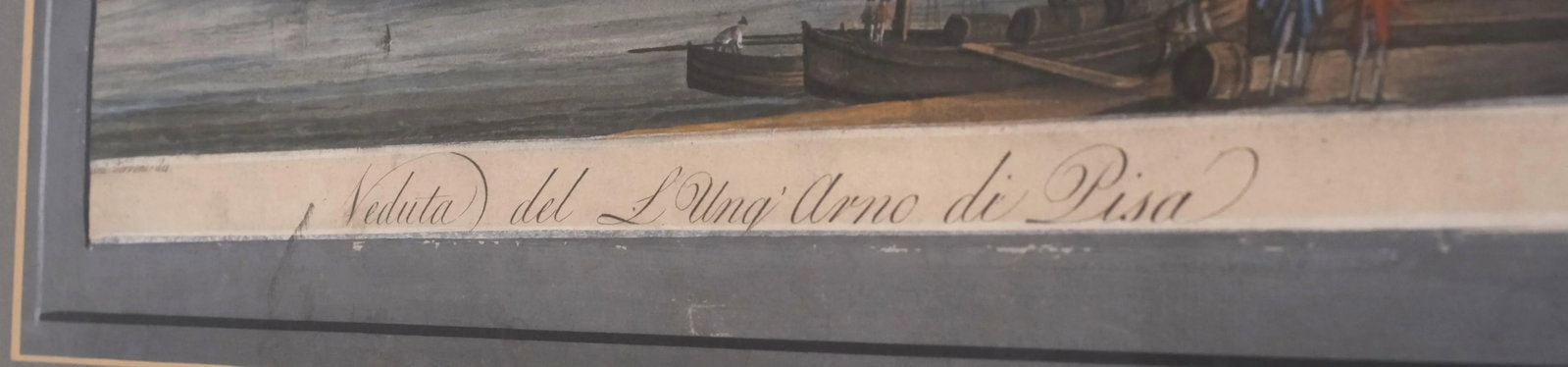 Signed Framed Watercolor Italian Canal Scene Engraving - 3