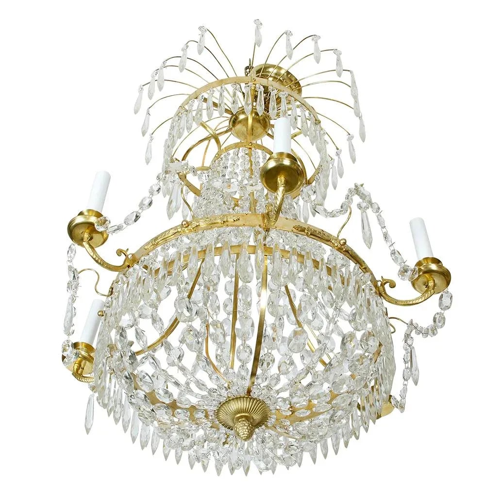 Crystal and Brass Swedish Chandelier - 2