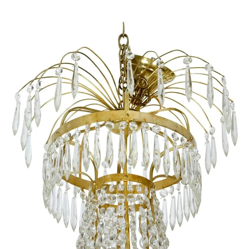 Crystal and Brass Swedish Chandelier - 3